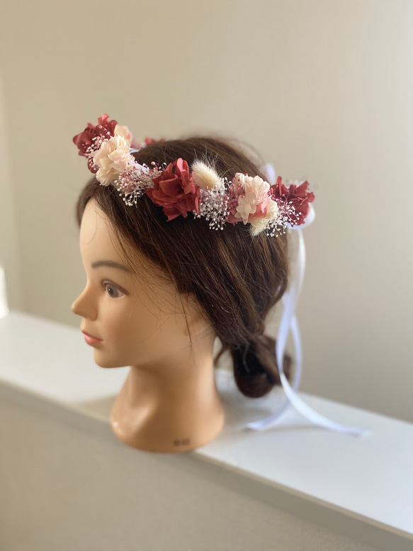 flower crown ローズ×ピンク 2枚目の画像