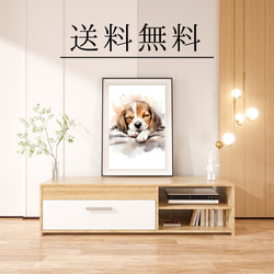 【夢心地 - ビーグル犬の子犬 No.1】風水画 アートポスター 犬の絵 犬の絵画 犬のイラスト 4枚目の画像