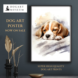 【夢心地 - ビーグル犬の子犬 No.2】風水画 アートポスター 犬の絵 犬の絵画 犬のイラスト 1枚目の画像