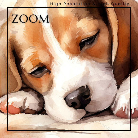 【夢心地 - ビーグル犬の子犬 No.3】風水画 アートポスター 犬の絵 犬の絵画 犬のイラスト 3枚目の画像