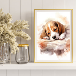 【夢心地 - ビーグル犬の子犬 No.3】風水画 アートポスター 犬の絵 犬の絵画 犬のイラスト 8枚目の画像