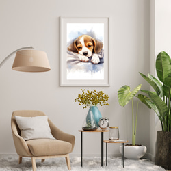 【夢心地 - ビーグル犬の子犬 No.4】風水画 アートポスター 犬の絵 犬の絵画 犬のイラスト 7枚目の画像