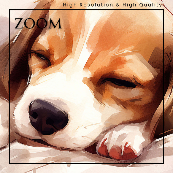 【夢心地 - ビーグル犬の子犬 No.5】風水画 アートポスター 犬の絵 犬の絵画 犬のイラスト 3枚目の画像