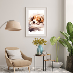 【夢心地 - ビーグル犬の子犬 No.5】風水画 アートポスター 犬の絵 犬の絵画 犬のイラスト 7枚目の画像