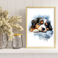 【夢心地 - バーニーズマウンテン犬の子犬 No.4】風水画 アートポスター 犬の絵 犬の絵画 犬のイラスト 8枚目の画像