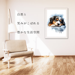 【夢心地 - バーニーズマウンテン犬の子犬 No.4】風水画 アートポスター 犬の絵 犬の絵画 犬のイラスト 6枚目の画像