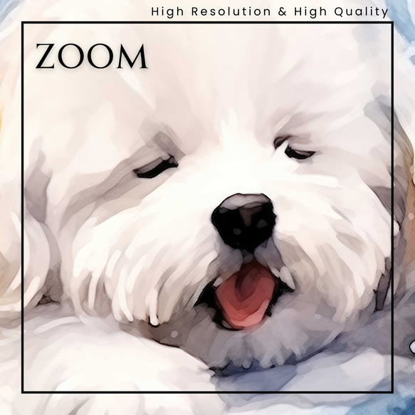 【夢心地 - ビジョンフリーゼ犬の子犬 No.3】風水画 アートポスター 犬の絵 犬の絵画 犬のイラスト 3枚目の画像