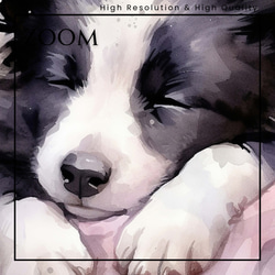 【夢心地 - ボーダーコリー犬の子犬 No.1】風水画 アートポスター 犬の絵 犬の絵画 犬のイラスト 3枚目の画像