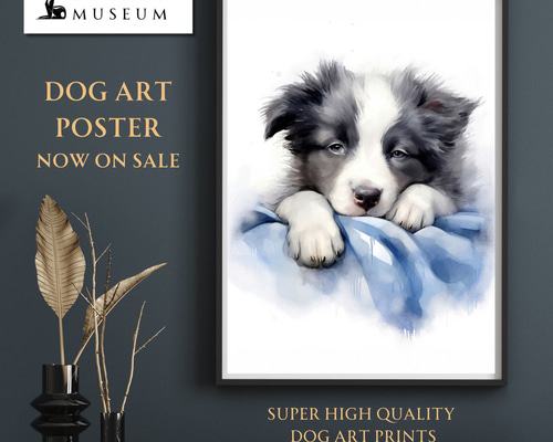 犬 コリー犬 水墨画 水彩画 色紙絵 アート 絵画 木製額縁 額装 美術 芸術 ボーダーコリー犬 F4号アクリル画 | iichi 日々の暮らしを