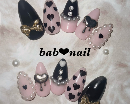 ネイルチップ　小悪魔系　3D爪の飾り ネイルアート 小悪魔ネイルチップ(⃔ᐡ•͈ · •͈ᐡ)⃕↝♡ ネイルチップ（つけ爪） ば