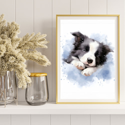 【夢心地 - ボーダーコリー犬の子犬 No.3】風水画 アートポスター 犬の絵 犬の絵画 犬のイラスト 8枚目の画像