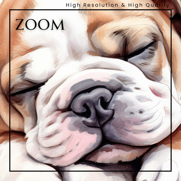 【夢心地 - ブルドッグ犬の子犬 No.1】風水画 アートポスター 犬の絵 犬の絵画 犬のイラスト 3枚目の画像