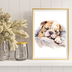 【夢心地 - ブルドッグ犬の子犬 No.3】風水画 アートポスター 犬の絵 犬の絵画 犬のイラスト 8枚目の画像