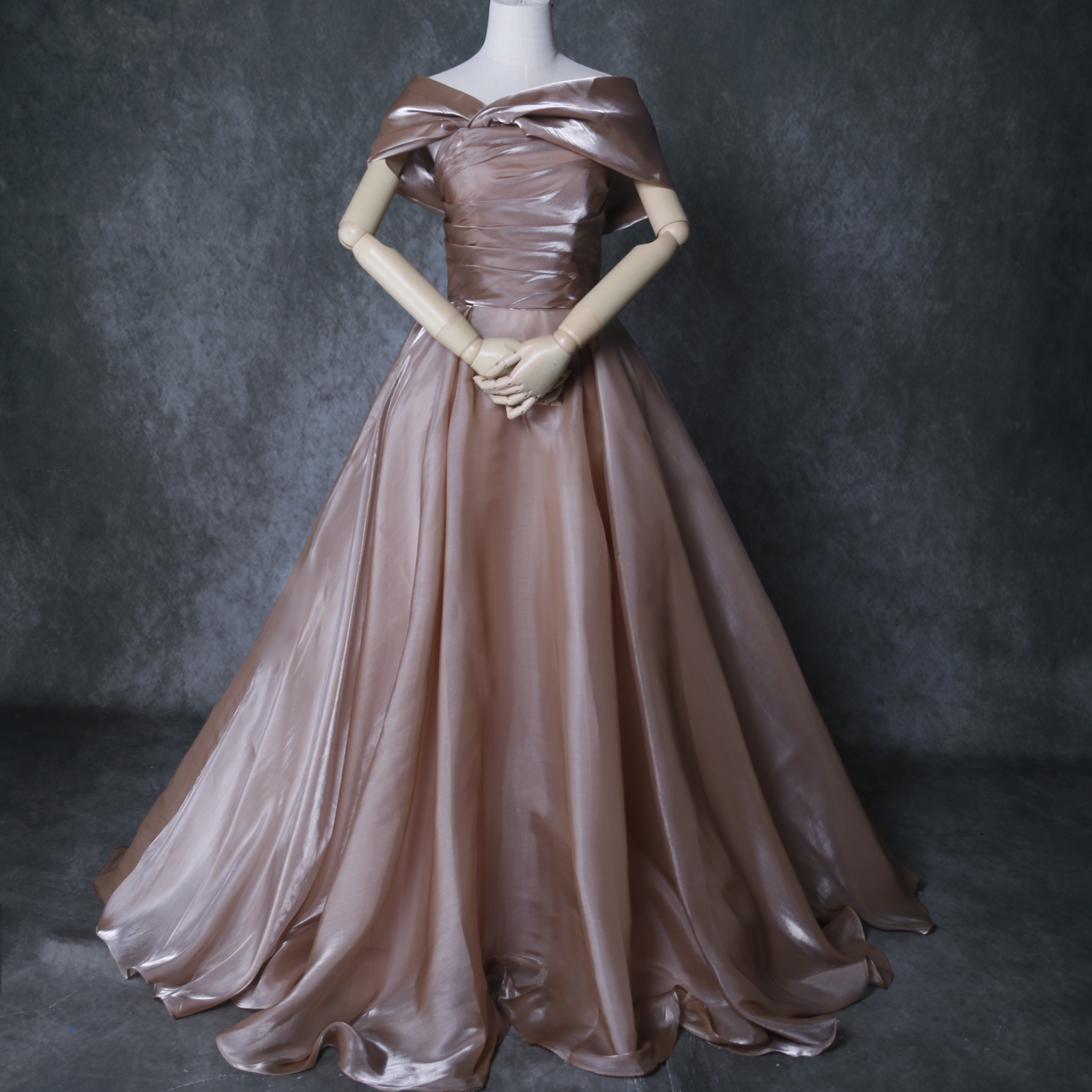 パーティードレス 紺 上質オーガンジー 揺らめく裾 エレガント  