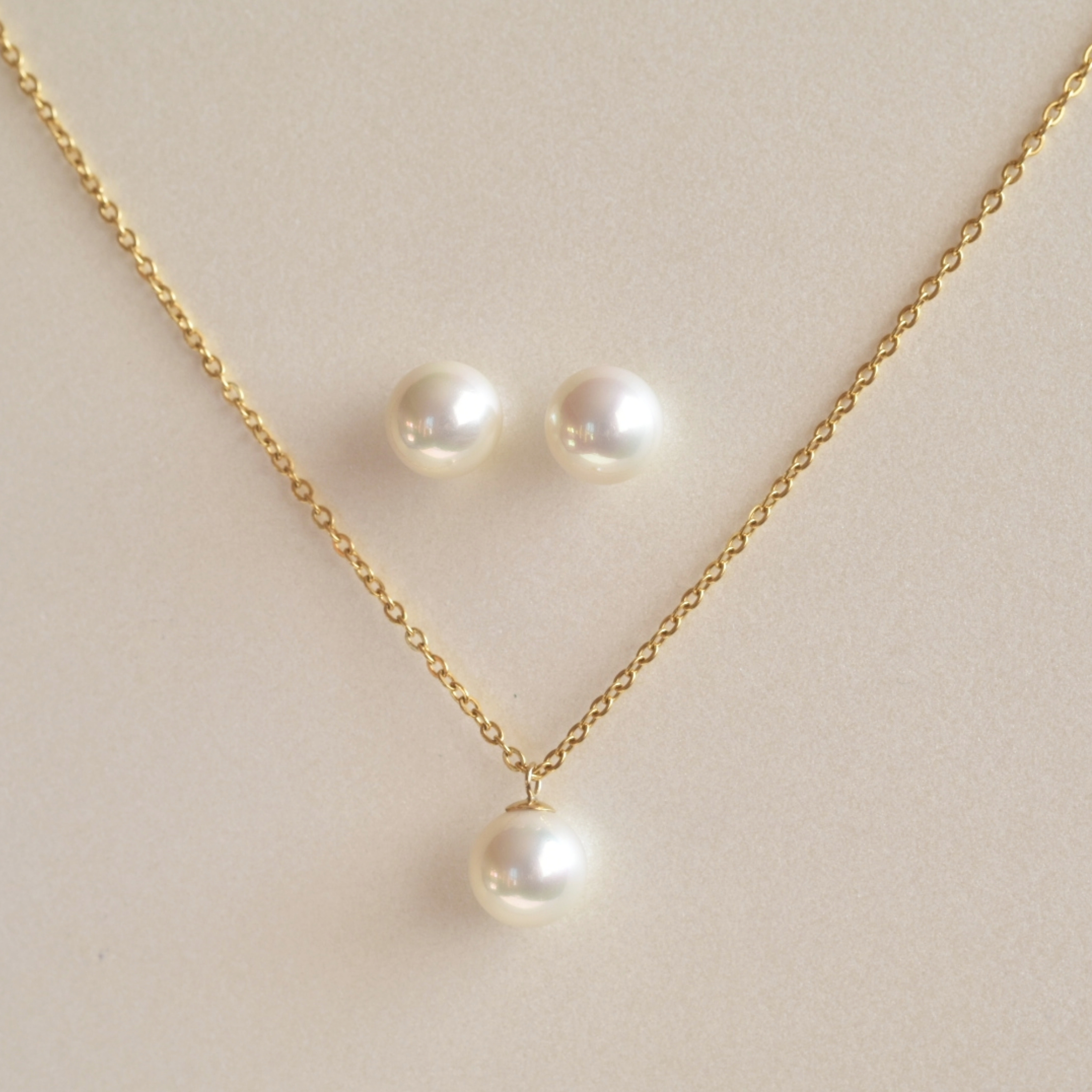 国産貝パール シンプルセット 一粒ネックレス イヤリング/ピアス  フォーマル  セレモニー  入学式  卒業式