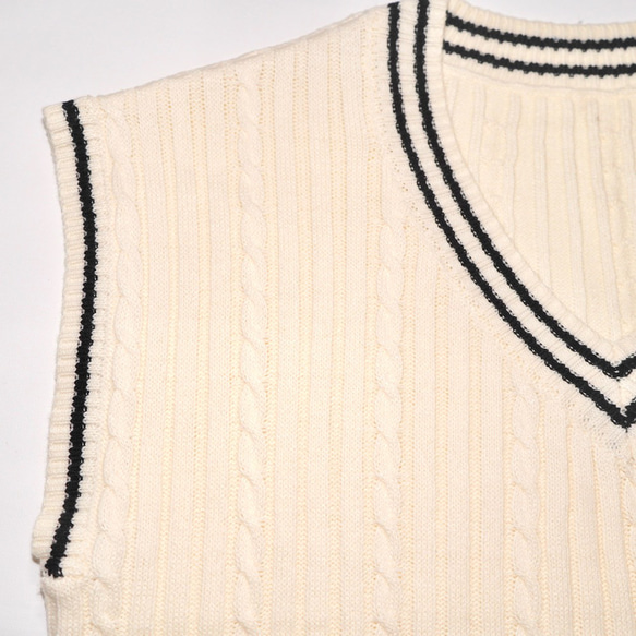 Oversized Tilden Knit Vest (off white) ニットベスト ホワイト 白 9枚目の画像