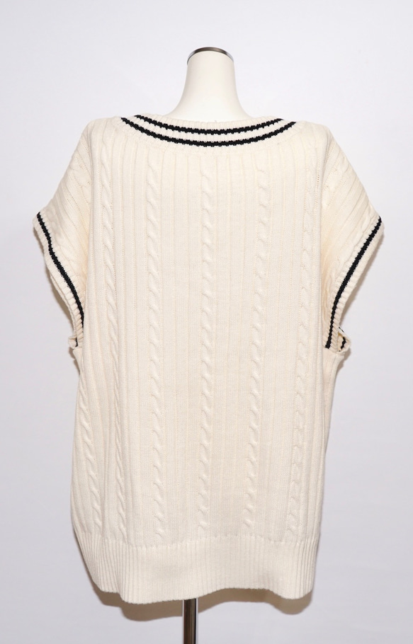 Oversized Tilden Knit Vest (off white) ニットベスト ホワイト 白 10枚目の画像