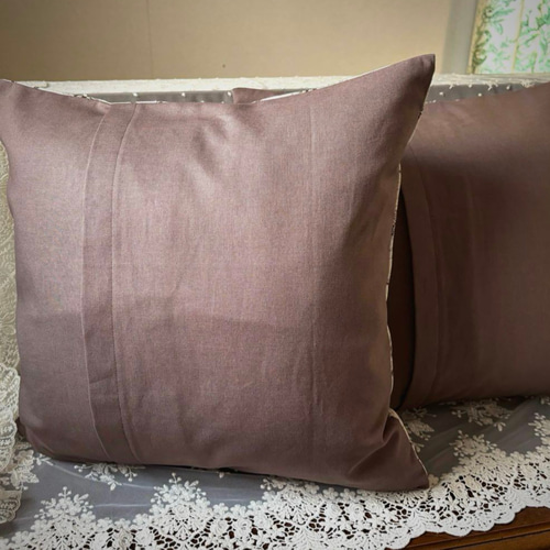 ♡セール♡ コットンリネン ロココ調 貴婦人柄 ベージュ クッション