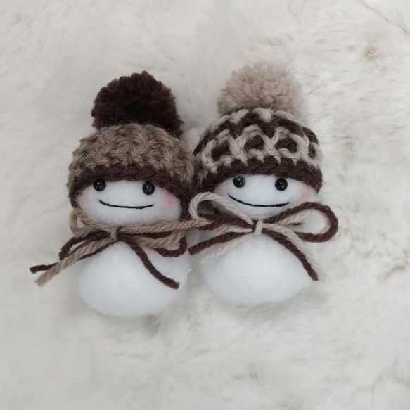 ニット帽を被った雪だるま2個セット あみぐるみ c-dream 通販 17127875