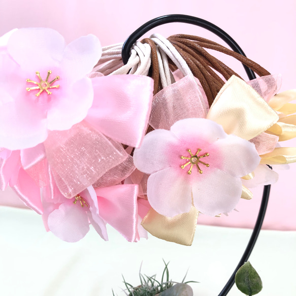 【送料無料】さくら❤️桜❤️お雛祭り桃の花オーガンジーリボン❤️業務用チョーカー【２０本】トリミングチョーカー 1枚目の画像