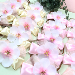 【送料無料】さくら❤️桜❤️お雛祭り桃の花オーガンジーリボン❤️業務用チョーカー【２０本】トリミングチョーカー 2枚目の画像