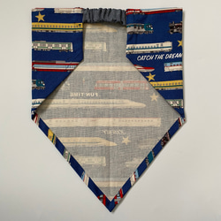 電車柄☆100〜110こどもエプロン、三角巾、巾着3点セット 6枚目の画像