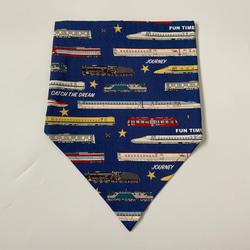 電車柄☆120〜130こどもエプロン、三角巾、巾着3点セット　 5枚目の画像