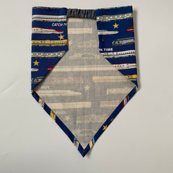 電車柄☆120〜130こどもエプロン、三角巾、巾着3点セット　 6枚目の画像