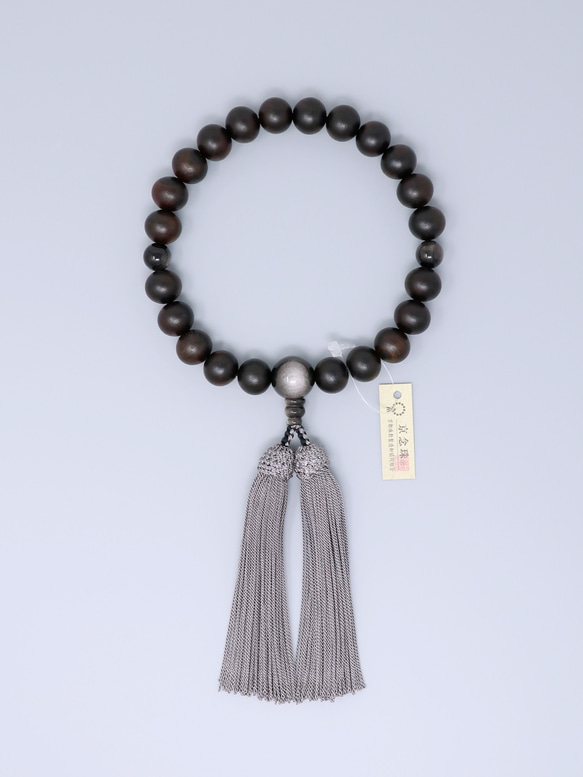 縞黒檀　銀曜石　数珠　念珠　腕輪　ブレスレット　京都　JUA133 6枚目の画像
