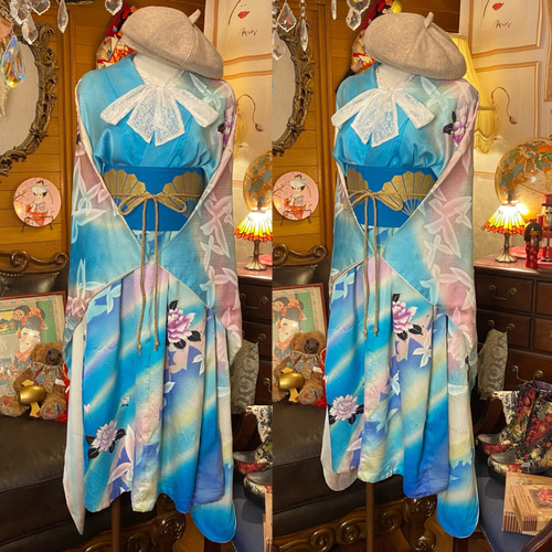 和洋折衷 古着 振袖 着物 袴 和 ハンドメイド リメイク