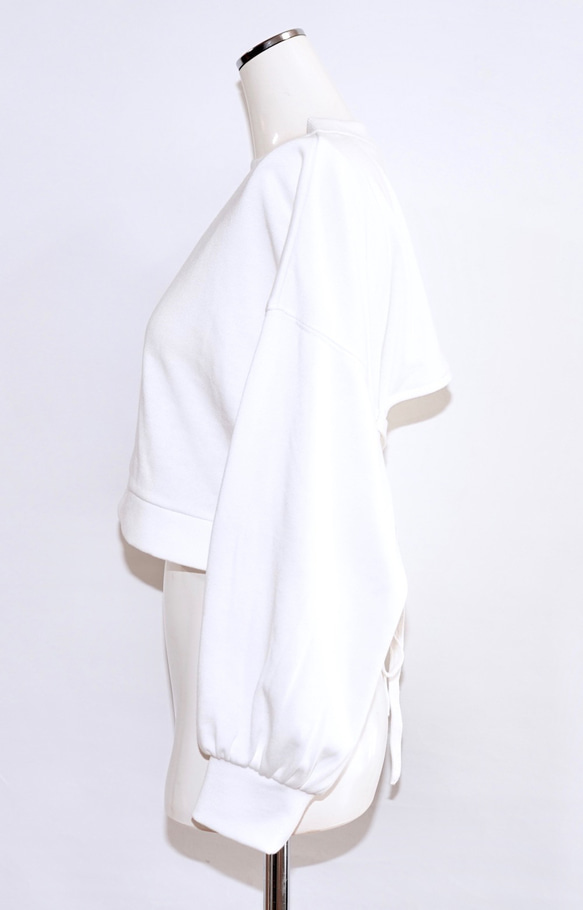 Back Lace-up Ribbon Sweat PO(white) スウェット ホワイト 白 カジュアル 11枚目の画像