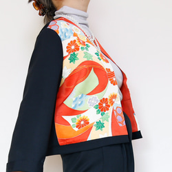 KIMONO CREW NECK JACKET  -ヴィンテージ着物を使ったクルーネックジャケット １点物です！ 7枚目の画像