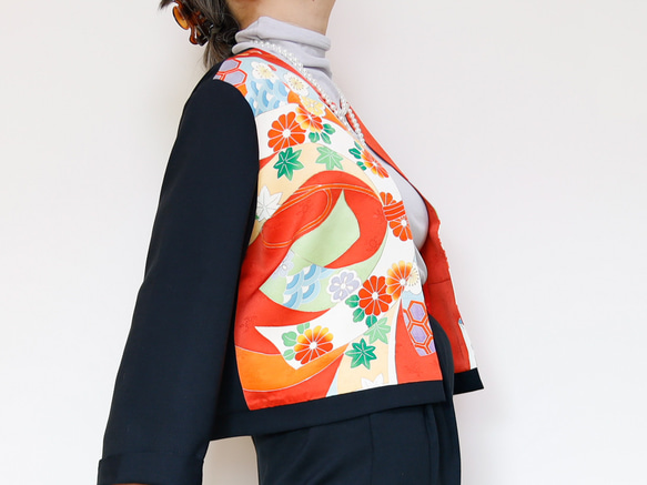 KIMONO CREW NECK Jacket -upcycled from Vintage Kimono 第7張的照片