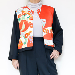 KIMONO CREW NECK JACKET  -ヴィンテージ着物を使ったクルーネックジャケット １点物です！ 2枚目の画像