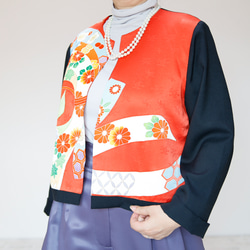 KIMONO CREW NECK Jacket -upcycled from Vintage Kimono 第17張的照片