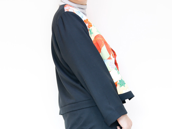 KIMONO CREW NECK JACKET  -ヴィンテージ着物を使ったクルーネックジャケット １点物です！ 5枚目の画像