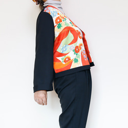 KIMONO CREW NECK JACKET  -ヴィンテージ着物を使ったクルーネックジャケット １点物です！ 6枚目の画像
