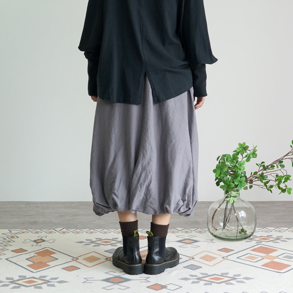 バルーンウールスカート/ライトグレー/遠州織物 4枚目の画像
