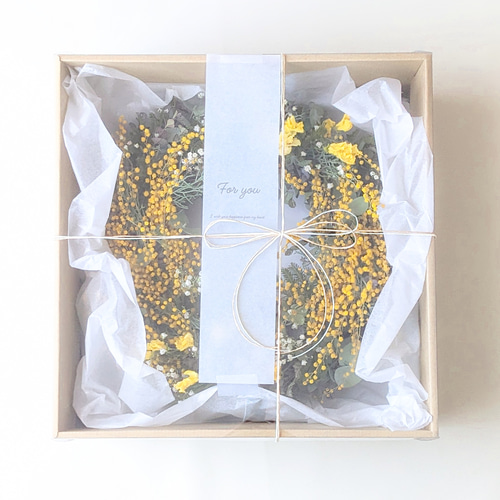 イタリアから春届きました 2026年産丸いミモザのドライフラワーリース