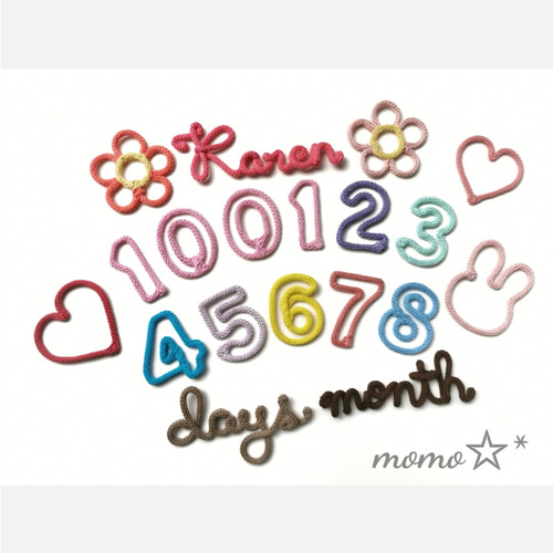 ウールレター マンスリーフォト 数字二本線ﾃﾞｻﾞｲﾝ 作品例 momo