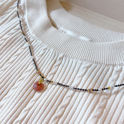限定　ハートの天然石macramé necklace 2枚目の画像