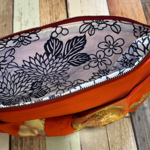 帯リメイク 丸に七宝 クラッチバッグ（kimono】帯リメイク 丸に