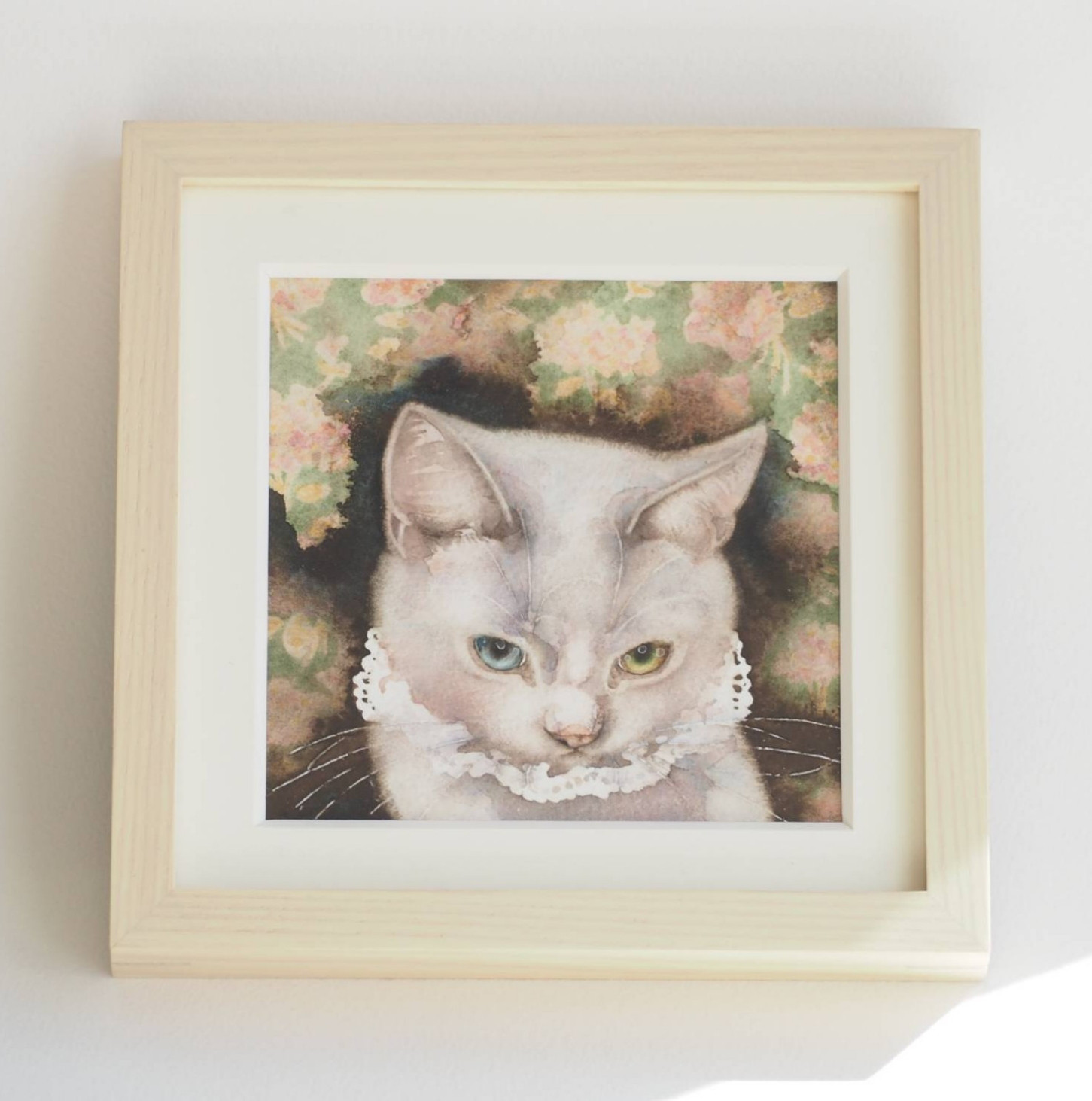 油絵　マミ　幸せを呼ぶピンク色の猫