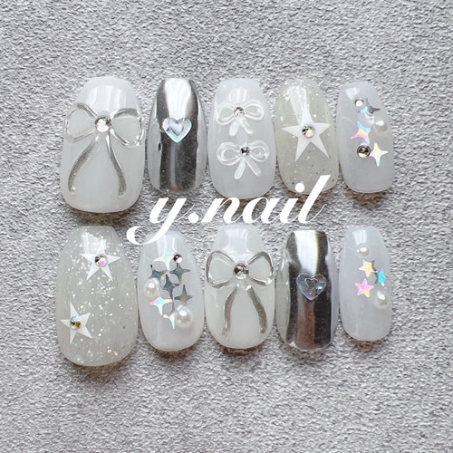 リボンネイル/ぷっくりリボンネイル/スターネイル/韓国ネイル/y2k