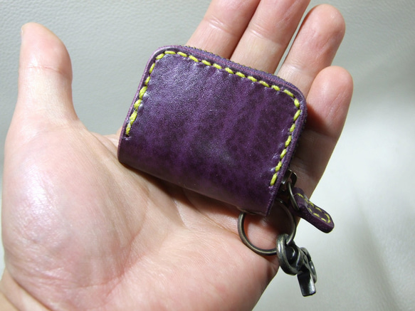 ミニファスナーコインケース　ルガトショルダー紫×黄色 1枚目の画像