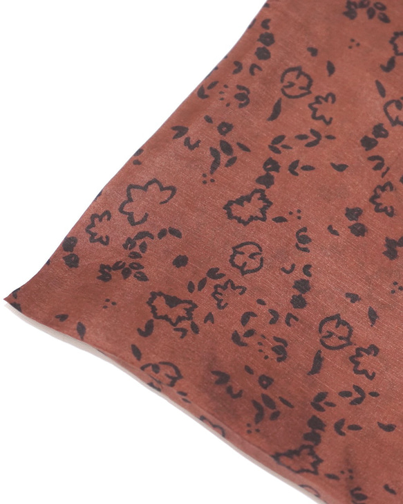 Flower Leopard Silk Scarf (brown) スカーフ ブラウン 茶色　 ヴィンテージレトロ 7枚目の画像