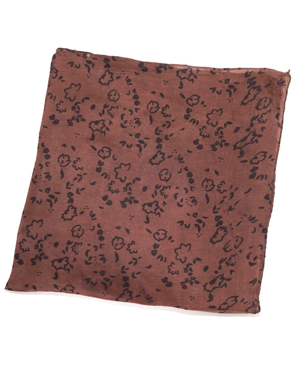 Flower Leopard Silk Scarf (brown) スカーフ ブラウン 茶色　 ヴィンテージレトロ 8枚目の画像