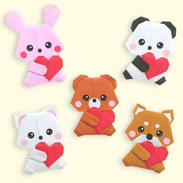 早割 万博 その他人形 折り紙】動物とハート naacraft 17129069 通販 クラフト・布製品