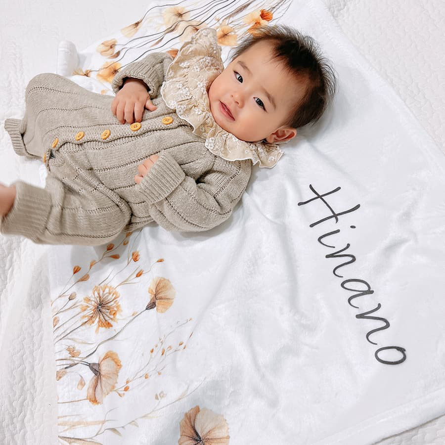 出産祝い 赤ちゃん プレゼント お急ぎ発送OK 名前入りブランケット ボタニカル・シェリール 4,000円