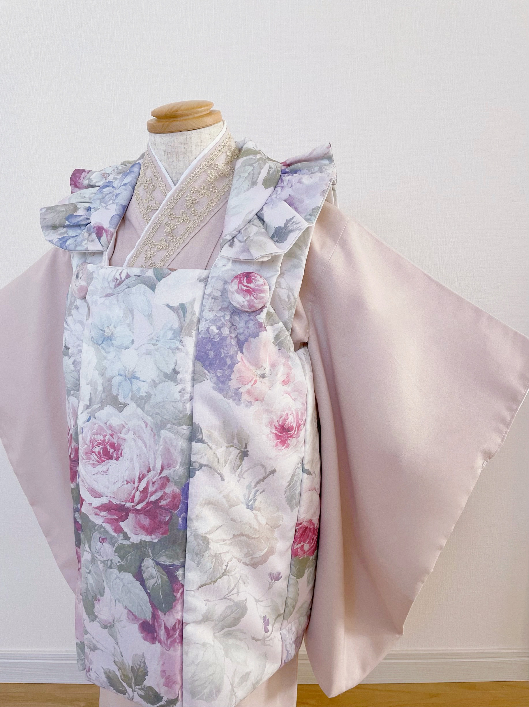 セット ［akarin］三歳 被布 着物 七五三 ハンドメイド